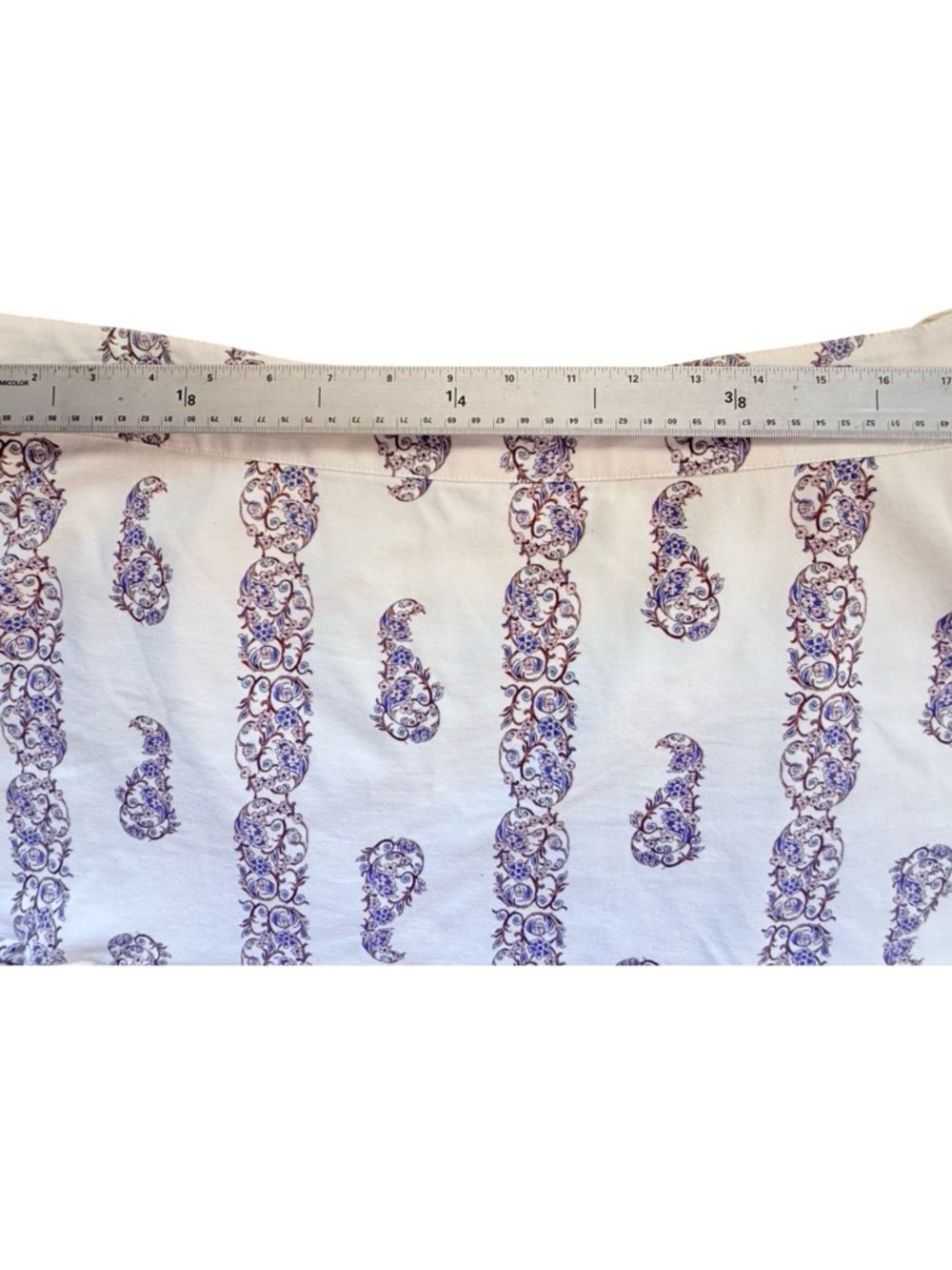 Festival READY Paisley High Low Skirt Ivory Blue Gold Trim Side Zip Sz XL - Picture 6 of 9